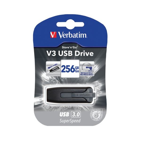 Verbatim Store n Go V3 USB 3.0 Flash Drive 256GB Black 49168