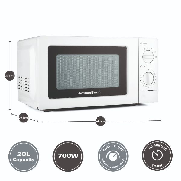 Hamilton Beach 20L, 700W Microwave - White