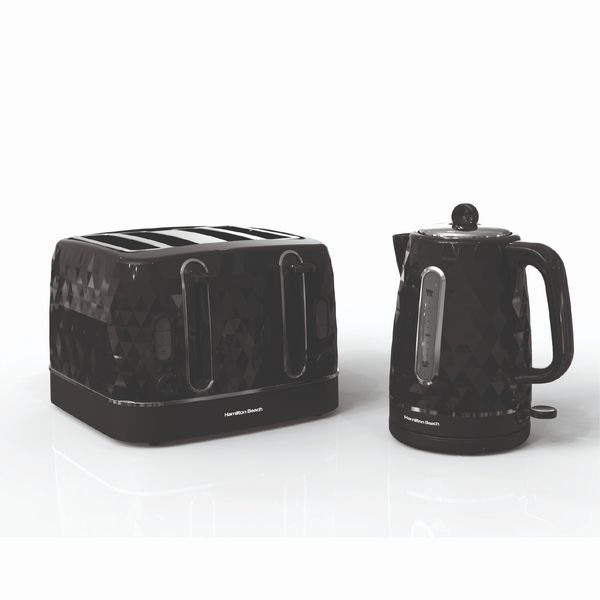 Hamilton Beach Kettle And Toaster Set Diamond Collection Black