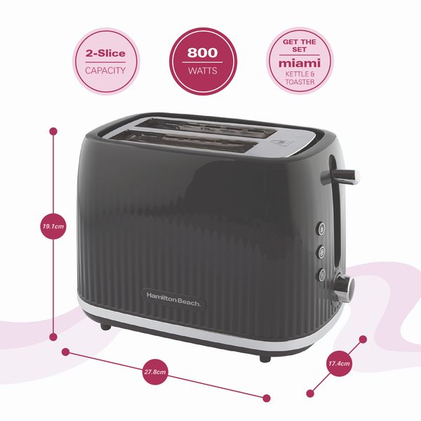 Hamilton Beach Miami Kettle, Toaster and Miami Microwave Set - Charcoal