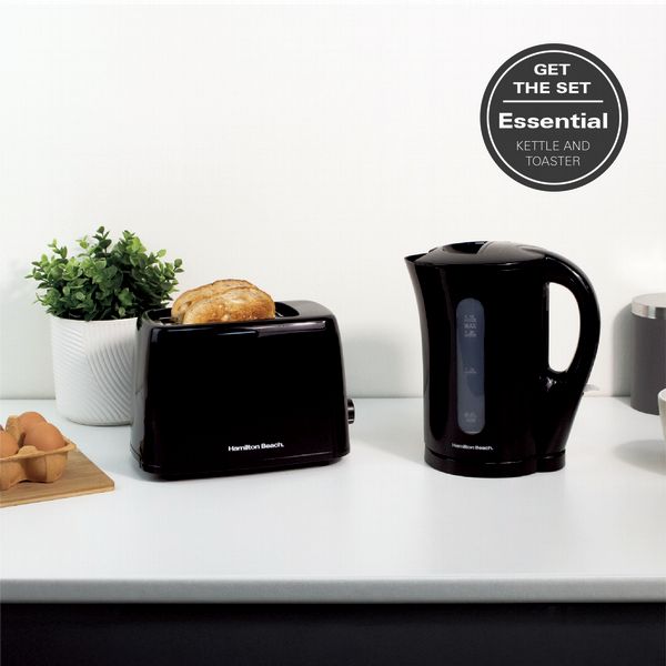 Hamilton Beach Essential Kettle, 2 Slot Toaster, Deep Fill Sand wich Toaster and 1.8L Slow Cooker - Black