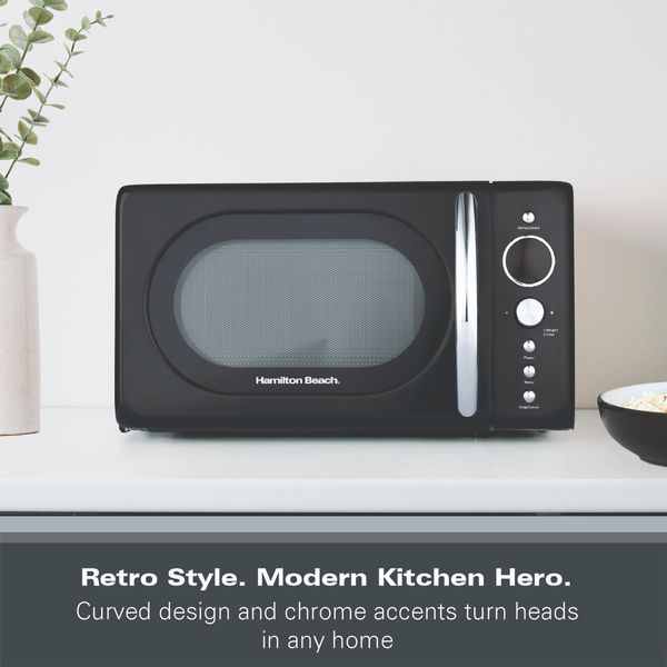Hamilton Beach FlexiControl Kettle, Toaster and 20L Retro Microwave - Black