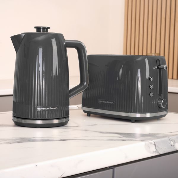 Hamilton Beach Miami Kettle, Toaster and Miami Microwave Set - Charcoal
