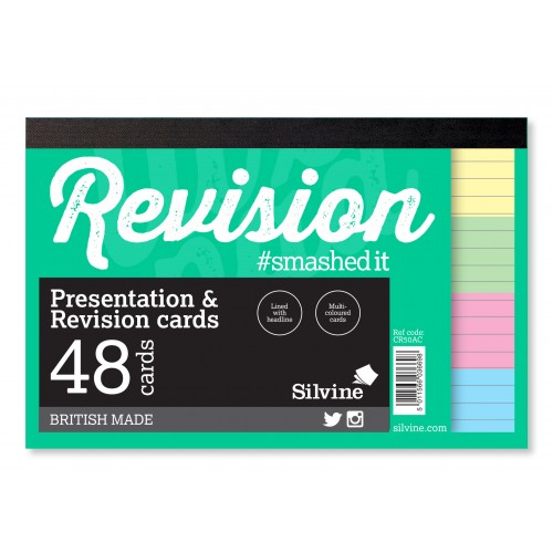 Silvine 6x4 Revision & Presentation Cards, Asstd Colours