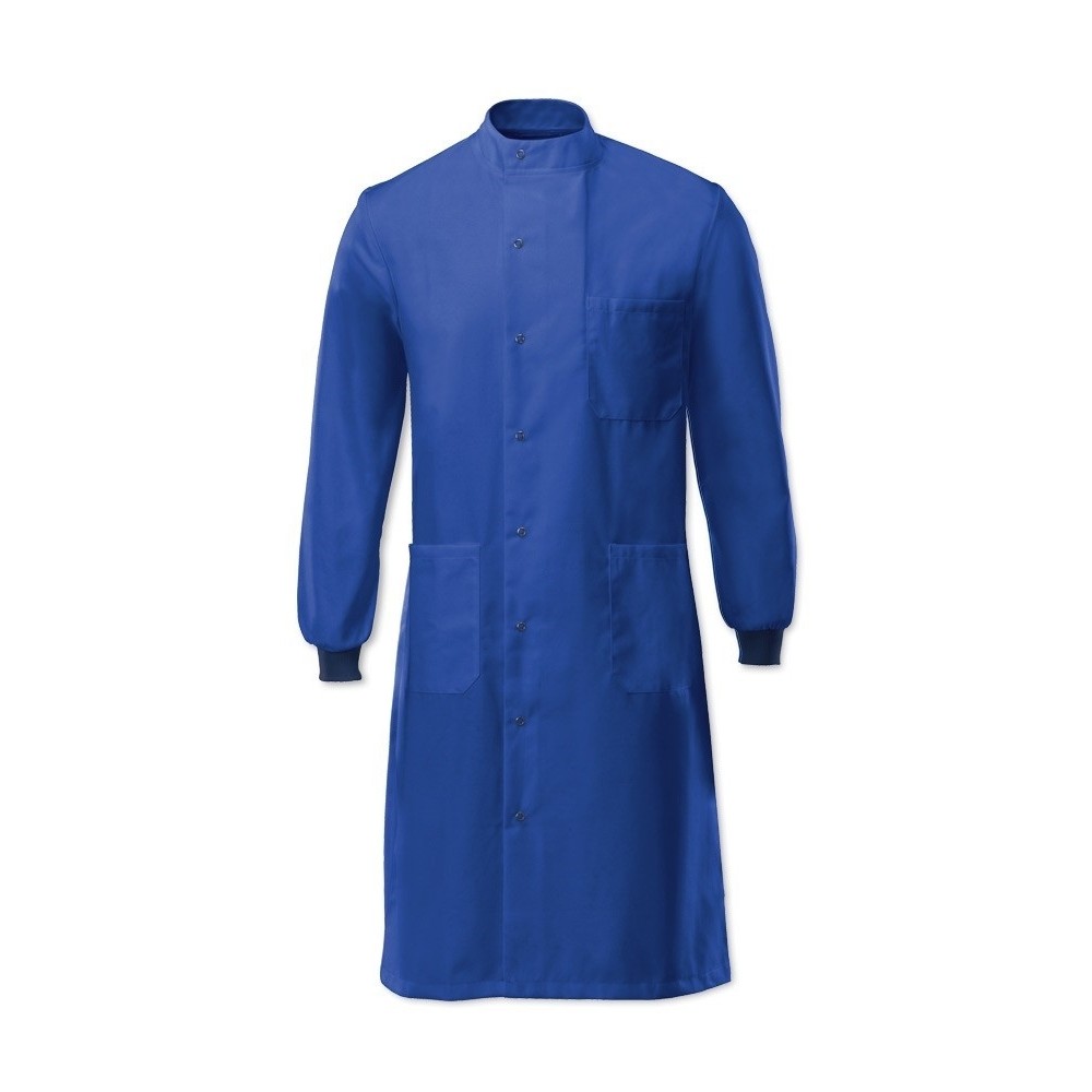 Unisex Asymmetrical Stud Front Laboratory Coat - Royal Blue