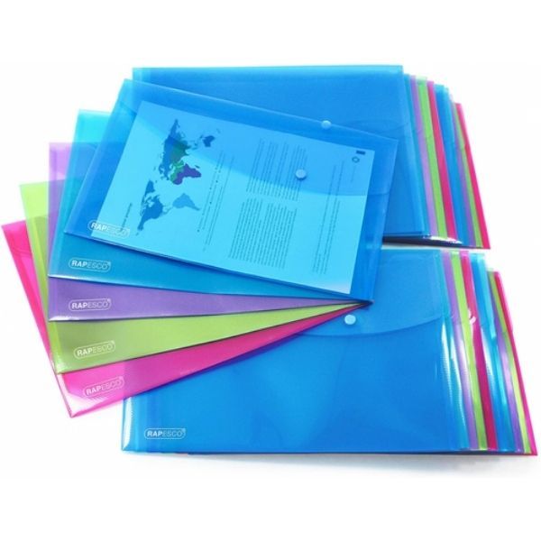 Rapesco Foolscap Popper Wallet Bright (20 Pack) 1494