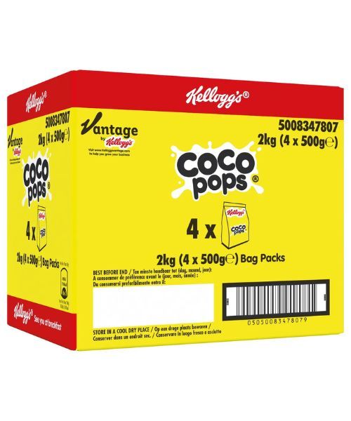 Kelloggs Coco Pops Bag 500g (Pack of 4)