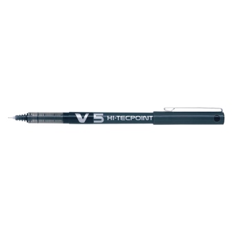 Pilot V5 Hi-Tecpoint Ultra Rollerball Pen 0.3mm Line Black BXV501 - Pack of 12