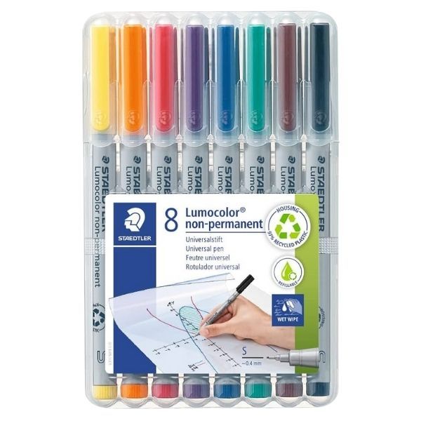 Staedtler Lumocolor Non-Permanent Fine Assorted (8 Pack) 316 WP8